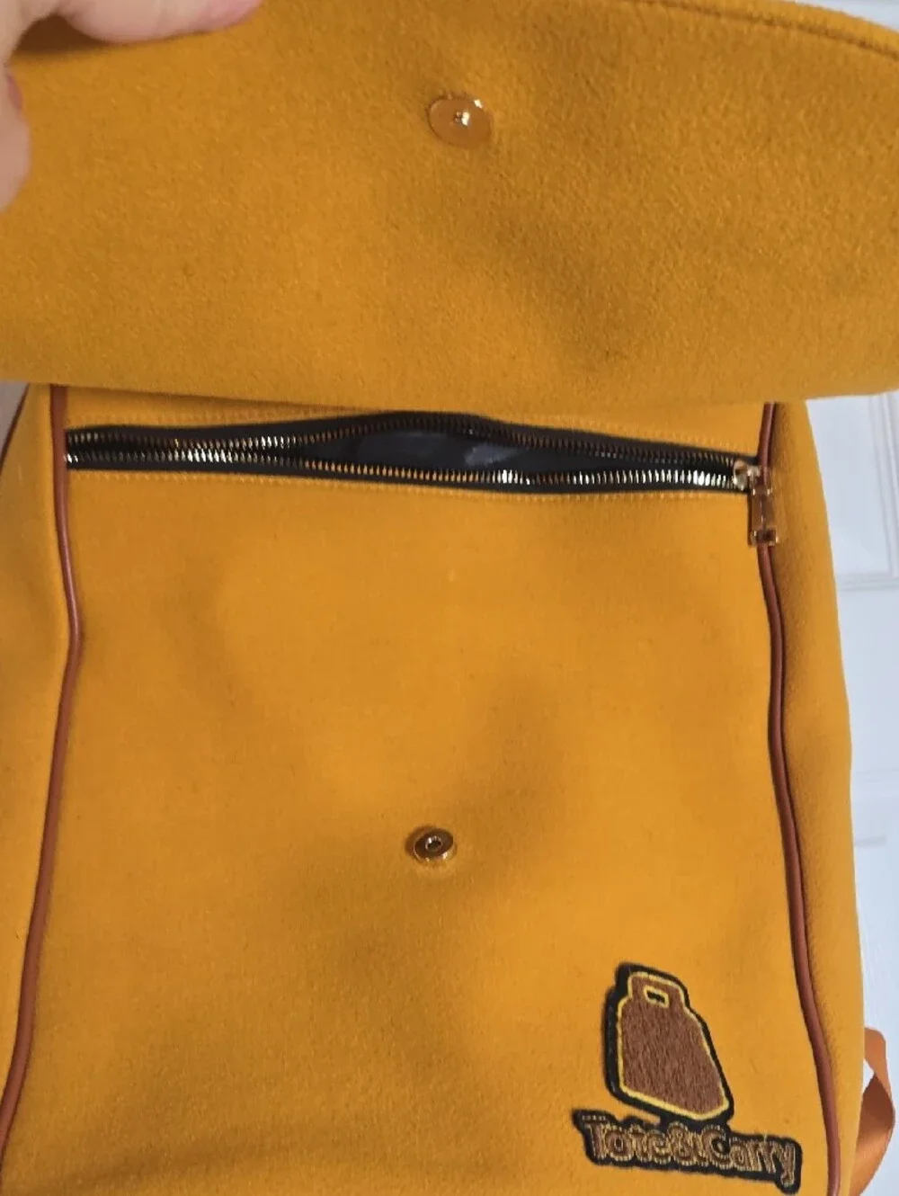 Men's Yellow Casual Backpack with Top Handle and Front Zip